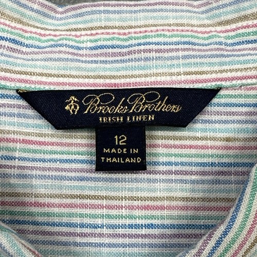 Brooks Brothers Top Women 12 Colorful Stripe Irish Linen Long Sleeve Button Up - Picture 2 of 11