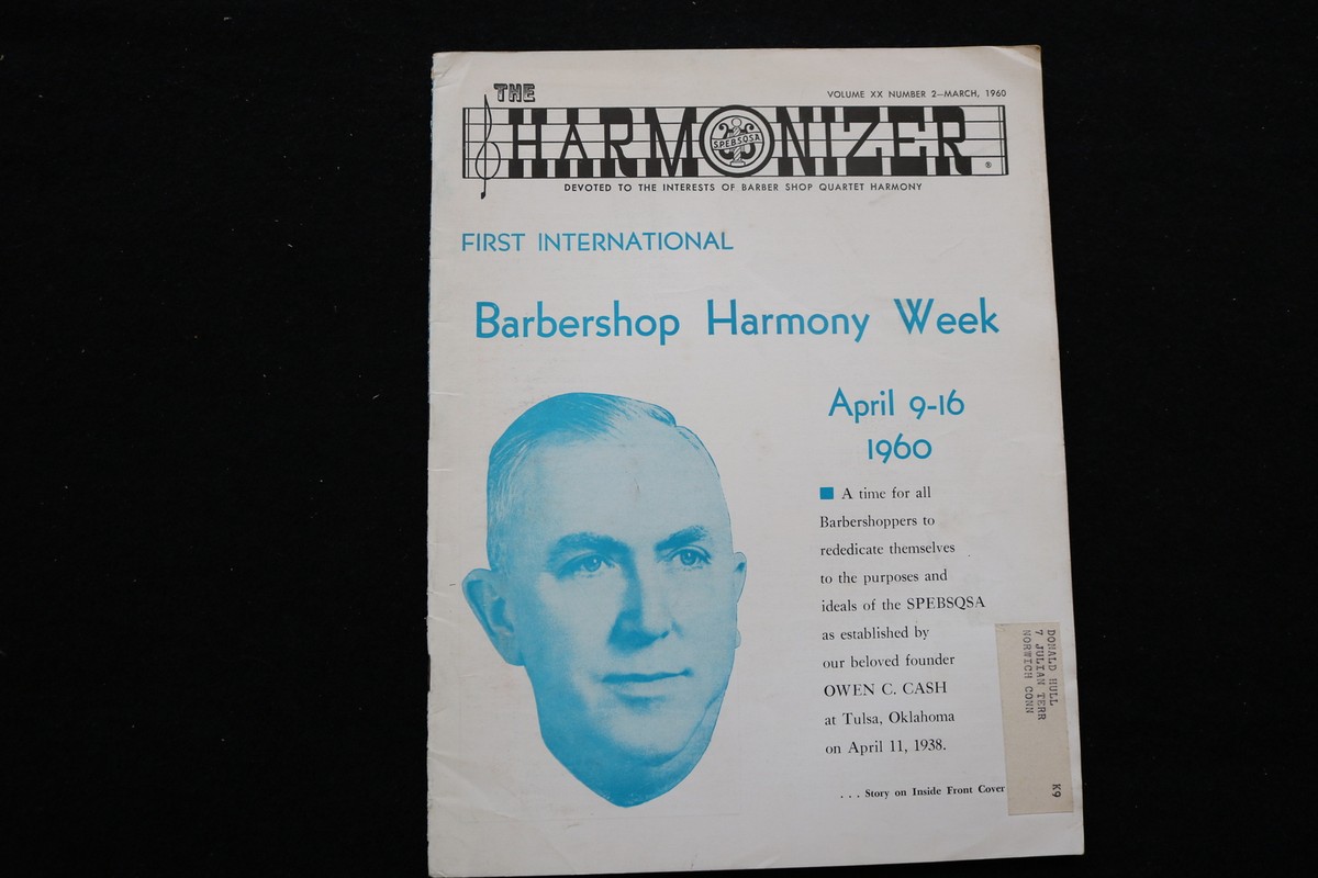 1960 MARCH THE HARMONIZER MAGAZINE - BARBERSHOP HARMONY WEEK COVER 