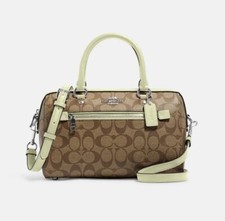      Coach Rowan Satchel In Signature Canvas SV/Khaki/Pale Lime C83607 NWT