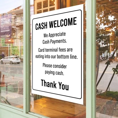LIQUID_GRAPHICS CASH PAYMENT SIGN FOR SHOP CAFE POSTER CASH IS WELCOME NOTICE A5-A1 CASH ONLY