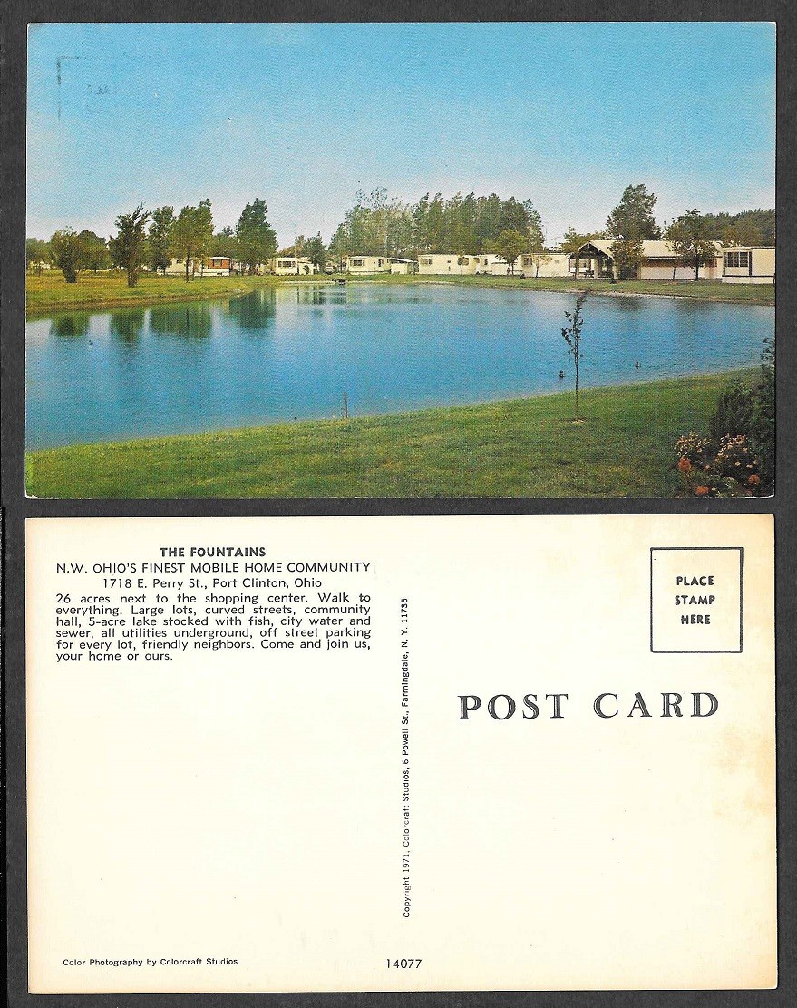 Old Ohio Postcard Clinton The Fountains Mobile Home, Trailer Park
