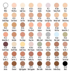 Ben Nye Matte Foundation Color Chart