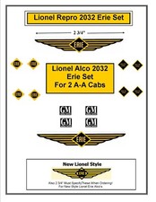 Lionel 2032 Erie Repro Alco Diesel "A" 2 Cab Units "Water Slide Decal Kit"