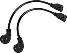Miady Flat Plug Extension Cord 1 Ft, 90 Degree Plug Adapter, 3 Prong Grounded Wi