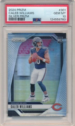 CALEB WILLIAMS 2024 PANINI PRIZM #301 RC ROOKIE SILVER PRIZMS SP PSA 10 GEM MINT