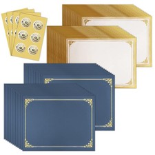 Certificate Kit 75pcs Navy Blue Holders Papers Gold Seals Diploma Award