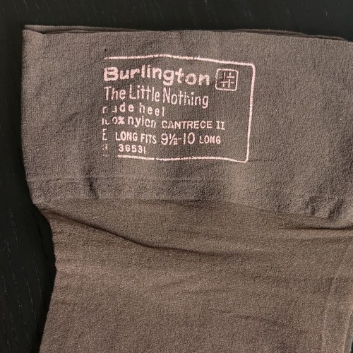 Vintage Burlington The Little Nothing Size 9.5-10 Long Brown Nylon Thigh Highs - Picture 2 of 6