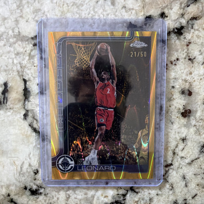 2025-26 Topps Chrome Update - Kawhi Leonard #24 Gold RayWave Refractor /50