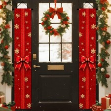 Merry Christmas Doors Banner Ball Porch Sign for Xmas Front Door with Multipl...