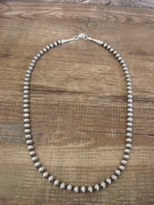 Native American Hand Strung Round Navajo Pearl 16" Necklace by I. John