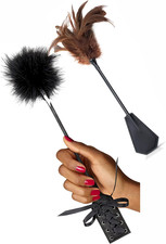 Feather Sex Tickler for Adults Bedroom 16 Inch - Black and Brown Ticklers, Sex F