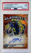 JJ McCarthy 2023 Bowman Elements Orange Auto #2/25 Michigan - Vikings PSA 9