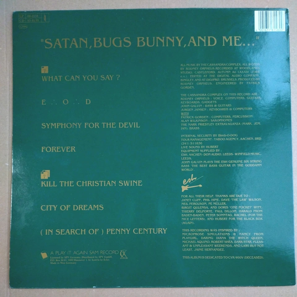 The Cassandra Complex • Satan, Bugs Bunny, and me /  Vinyl LP 1989 - Bild 2 von 4