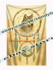 Wolf Dreamcatcher Desert Tapestry Spirit Animal southwest 59X82 in