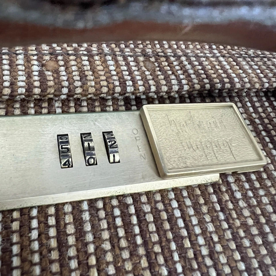 Maleta Hartmann de Colección Marrón 2 Piezas Cuero Tweed Ruedas Equipaje Combo Bloqueo Foto 2 de 4