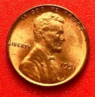 1951-P Lincoln Wheat Cent Penny GEM RD BU From an Original Bank Roll