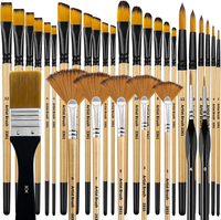 Pinselset Acrylfarben, 32 Acryl Pinsel Set, KüNstlerpinsel Mit Rund, Eckig, Flac