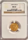1925 D $2.5 Gold Indian Head Quarter Eagle NGC MS 63