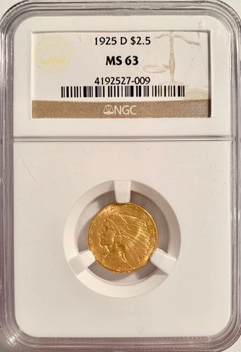 1925 D $2.5 Gold Indian Head Quarter Eagle NGC MS 63