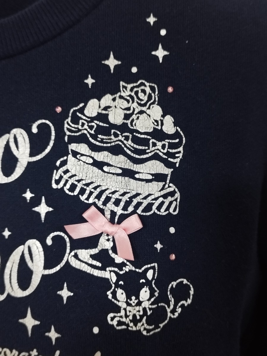 mezzo piano 160 Navy Sweat Shirt Top Japan Kawaii Heiseiretro