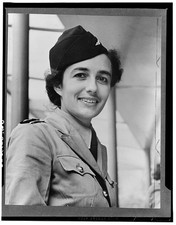 Woman in Military Uniform Portrait 1940s WWII Era Black and White Photo