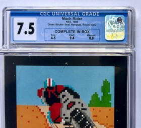 Mach Rider 1986 - NES CIB Graded 7.5 - 5-Screw, Gloss Sticker Seal, Hangtab