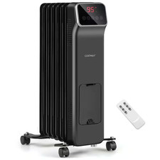 1500-Watt Black Indoor Electric Oil Filled Radiator Radiant Space Heater with Re