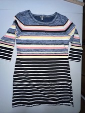 T by Talbots Striped Mini Dress Women’s Multicolor Small 3/4 sleeve stretch