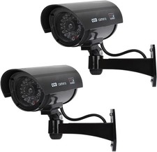 Dummy Kamera mit LED Licht 2 Stück Überwachung Attrappe Außen schwarz 20cm