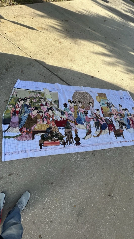 Handmade Chinese Cross Stitch Tapestry “Four Arts of the Chinese Scholar” 10ft - Image 4 of 4