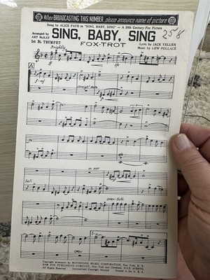 O 6x9 1st Trumpet Band Arrangement Sheet Music SING. BABY SING (Title Song)