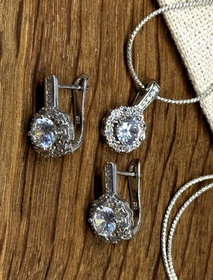 Set Kette Anhänger  Ohrringe 925 Silber