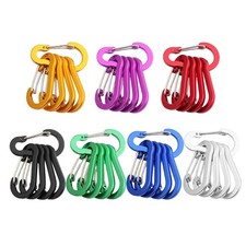 5Pcs D-Shape Carabiner Hook Multi-Uses Aluminum Alloy Snap Spring Carabiner Clip