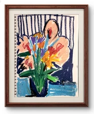 Original Art Pastel Lilies 14x11 Abstract Expressionist Original Painting Paper