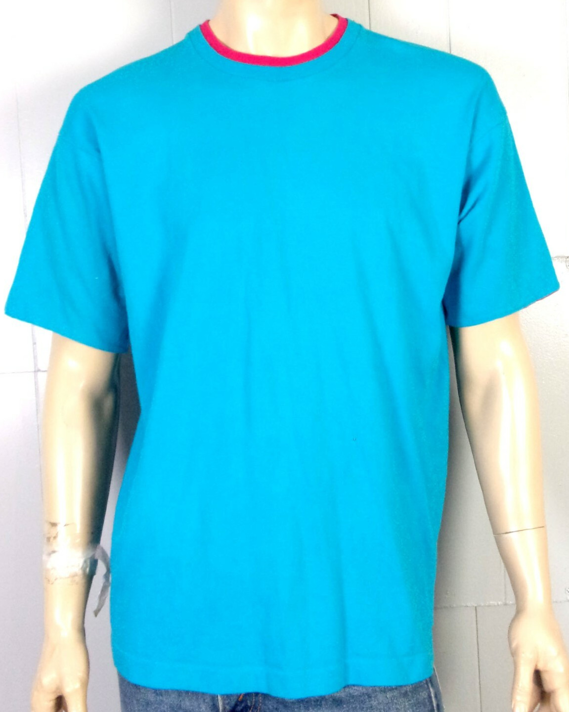 vintage 80s 90s FOTL Single Stitch Blue Magenta T-Shirt 2 ply sleeve XL