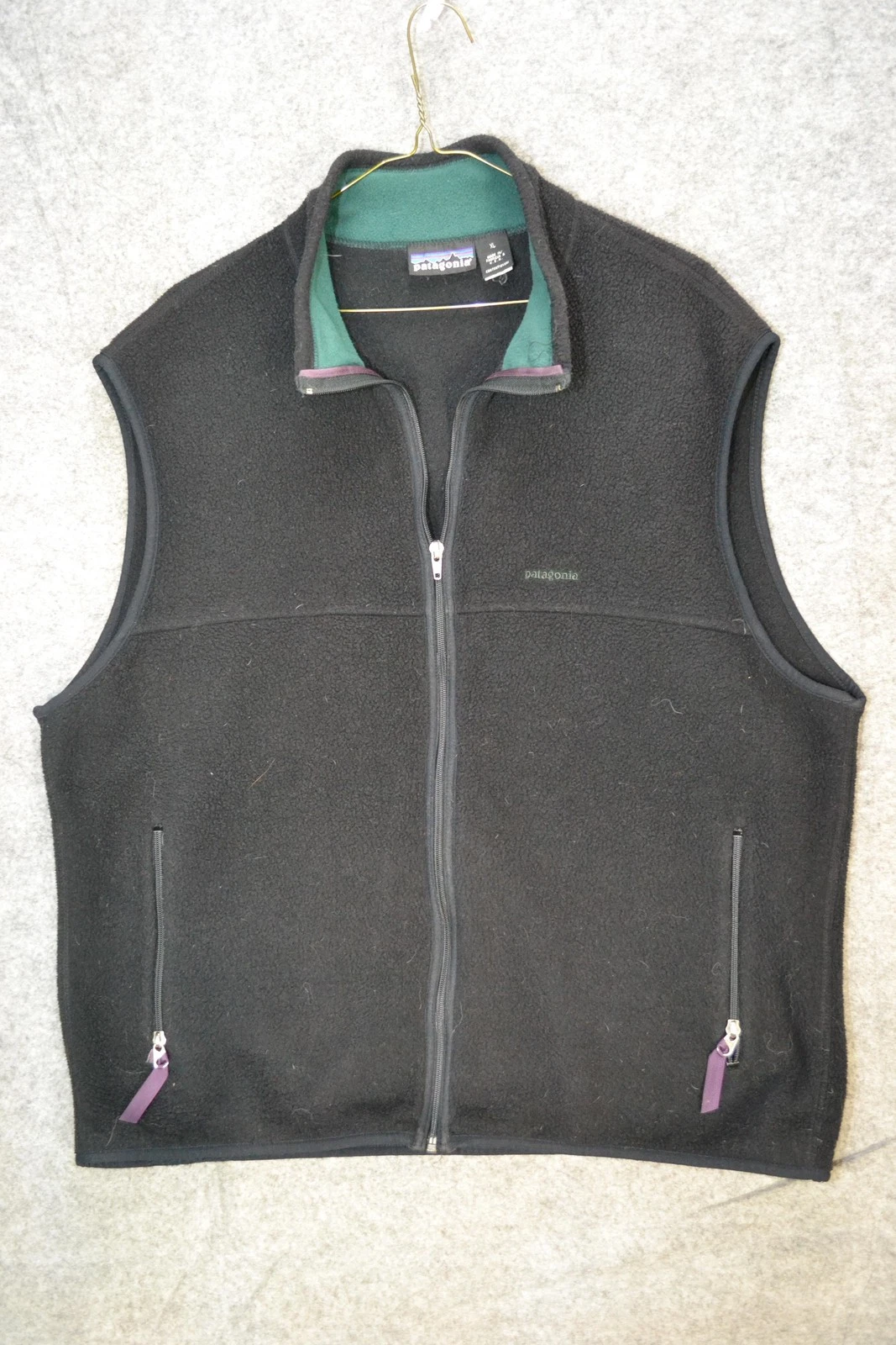 Vintage Patagonia Vest Mens XL Black Fleece Full Zip Pockets Made USA 90s