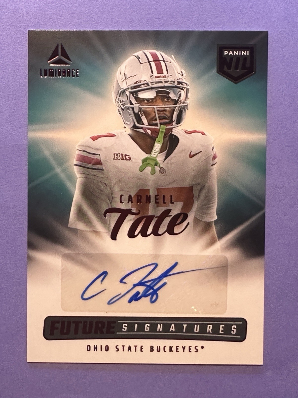 2025 Panini Luminance Carnell Tate - Future Signatures Auto - Ohio State Red NIL
