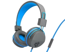 JLab JBuddies Studio On-Ear Kids Wired Headphones, Grey/Blue, Studio Volume Safe