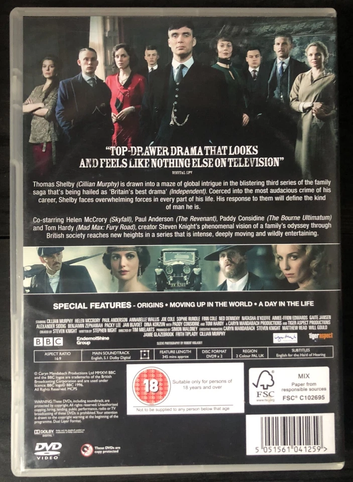 Peaky Blinders TV Series 3 DVD Pre-owned - Image 2 of 2