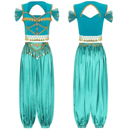 Women Satin Bloomers Flowing Belly Dance Outfit Stylish Crop Top Eye-catching - Picture 42 of 65