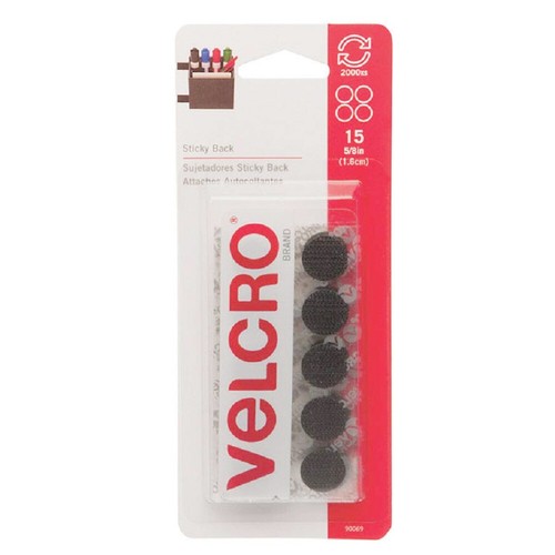 Velcro Dos Collant Usage Général Autocollant 5/8in Pièces, 15 Ensembles - Noir