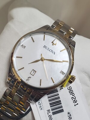 Bulova Women's Quartz Silver Gold Diamond Accent Watch