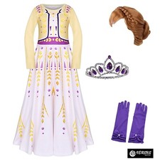 Simile Frozen Anna 2 Vestito Carnevale Bambina Cosplay Costume Dress FROZ015