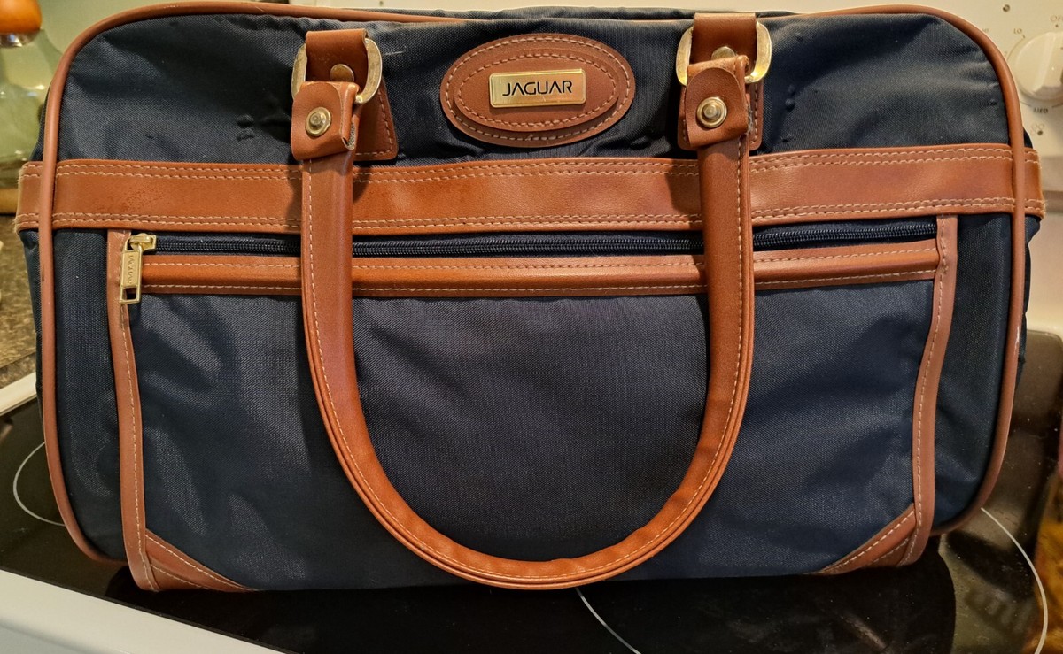 Jaguarスーツケース VINTAGE Jaguar Weekender Bag, Luggage Suitcase Navy Blue