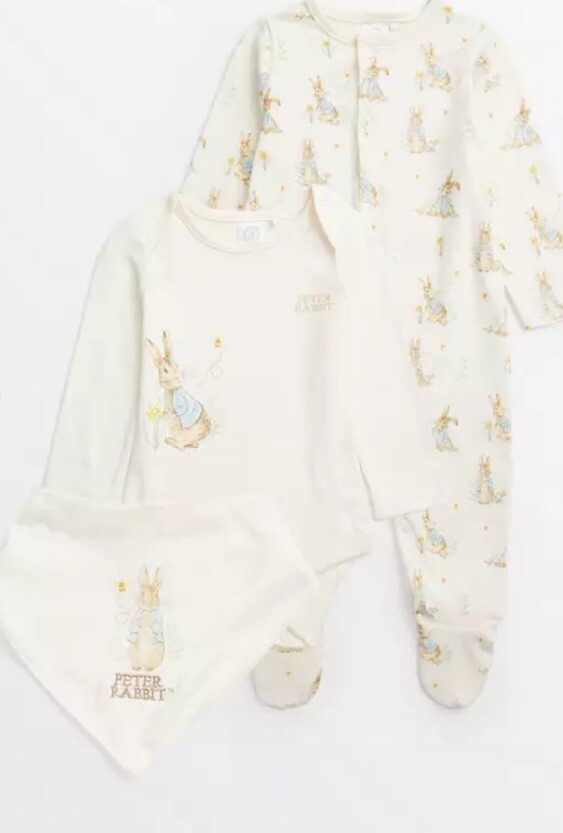 Peter Rabbit Cream Piece Unisex Cotton Starter Set~0-3 Months