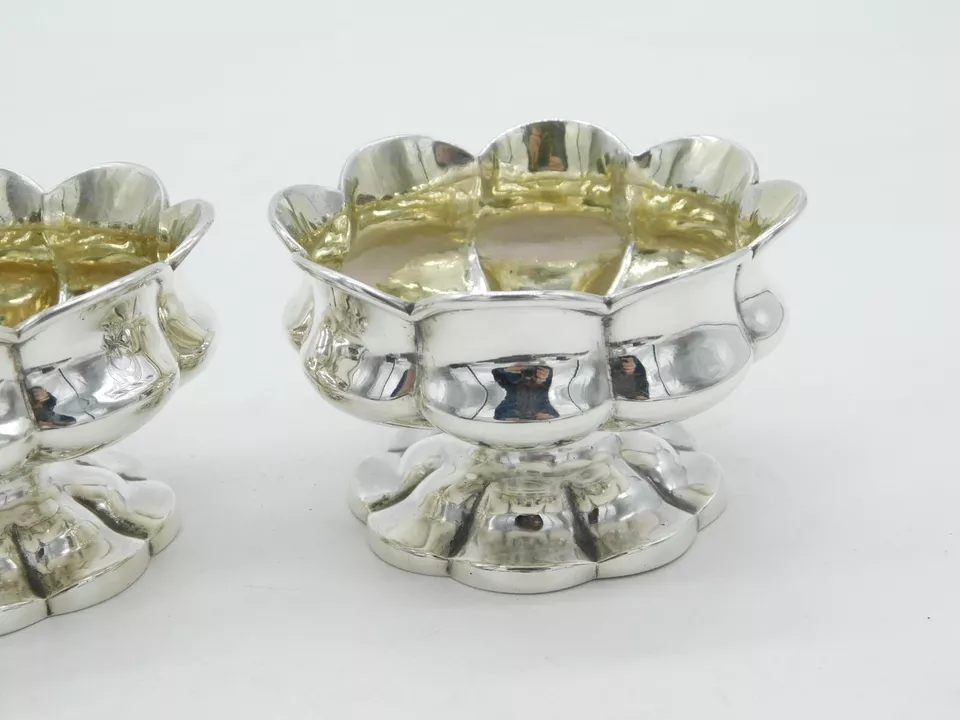 William IV Sterling Silver Floral Salt Cellars Pair Antique 1832 London Georgian - Image 4 of 4