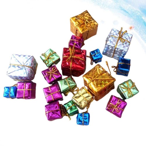 72 Pcs Mini Foil Ornament Boxes Miss Small Fake Christmas Presents Foam