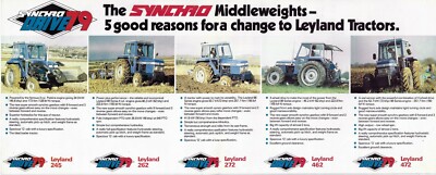 Vintage British Synchro Leyland Marshall Line-Up Tractor Poster Broschüre A3