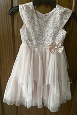 Jona Michelle Lace Dress w/ Bow Tulle Glitter- Pink/Coral- Size 5- Flower Girl