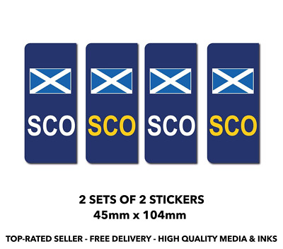 Schottland Aufkleber Nummernschild Flagge blau Vinyl Sticker SCO Auto 2 Sets 4 S92